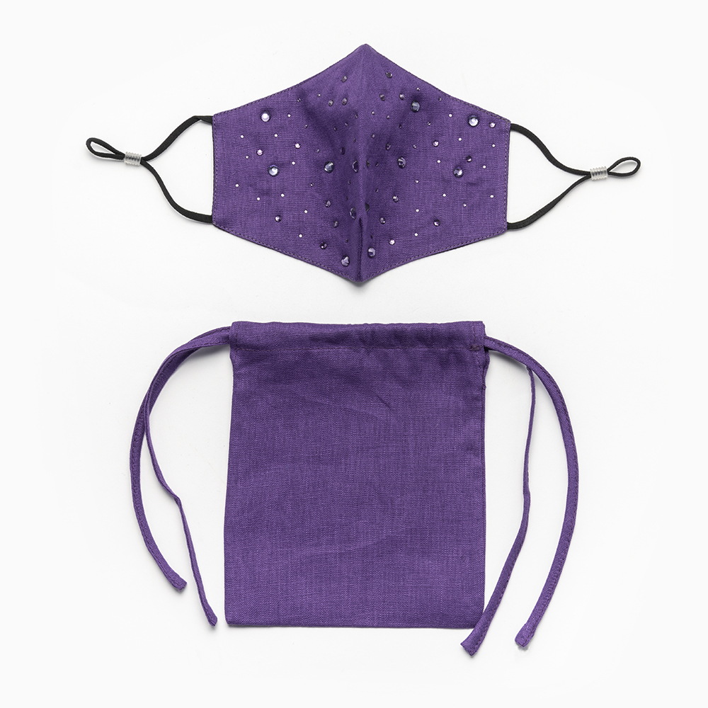 Purple Pearl Party Wear Face Mask-Bag