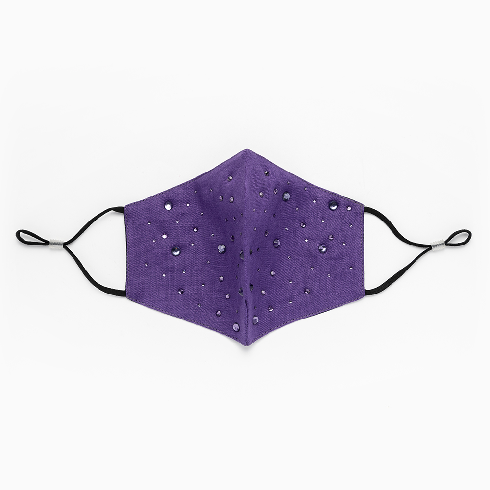Purple Pearl Party Wear Face Mask-Front Splash