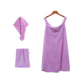 Teen's Wearable Bath Towel with Hair Wrap Combo Set